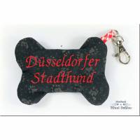 Stadthund - Düsseldorf Hamburg Berlin  Kotbeuteltäschchen, Tasche Kotbeutel, Kotbeutelspender, Kotbeutelhalter, Schlüsselanhänger Bild 1