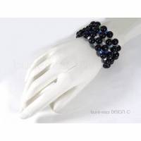 Spiralarmband Armband Holzperlen, schwarz, Miyuki Würfel-Perlen blau weiß mint, Glasperlen, made by BuntMixxDESIGN Bild 1