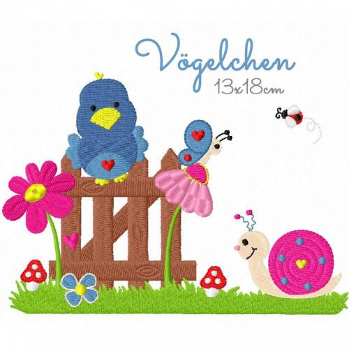 Stickdatei Vogel,Stickdatei Vögelchen 13x18