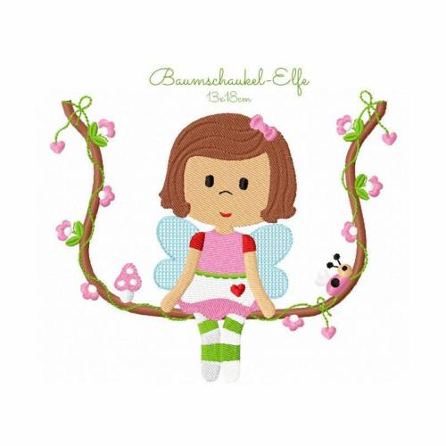 Stickdatei Baumschaukel-Elfe 13x18