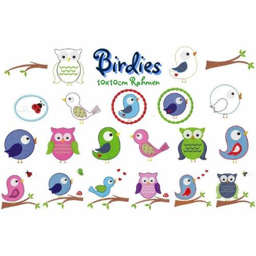 Stickdatei Vögel ,Birdies 10x10cm