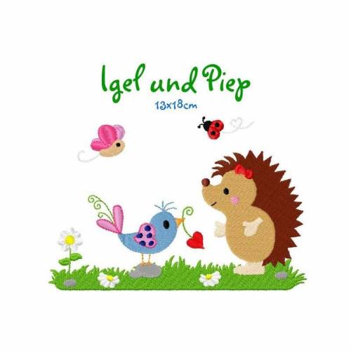 Stickdatei Igel und Piep 13x18cm