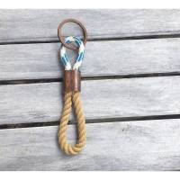 Maritimer Schlüsselanhänger aus Segeltau/Seil mit Kupferelement Bild 1
