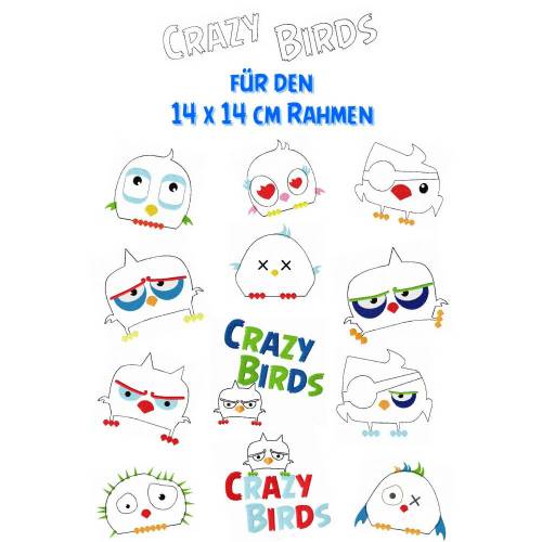  Teil-Doodle CRAZY Birds 14 x 14 Rahmen