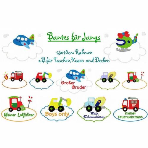 Stickdatei Autos , digitale Datei Buntes für Jungs 13x18