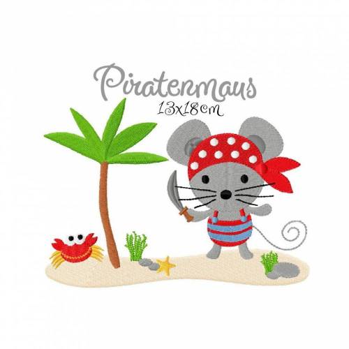 Stickdatei Pirat,Piratenmaus 13x18cm