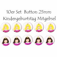 10er Set Button Prinzessin, Kindergeburtstag Mitgebsel, Mitbringsel, Gastgeschenk, Giveaway Bild 1
