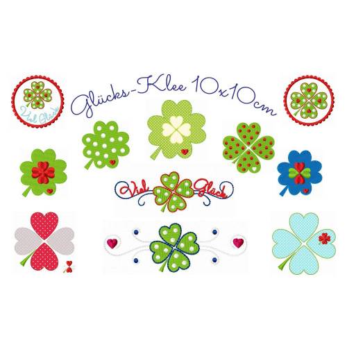 Stickdatei, digitale Stickdatei,Stickdateien Klee, Glücks-Klee 10x10cm