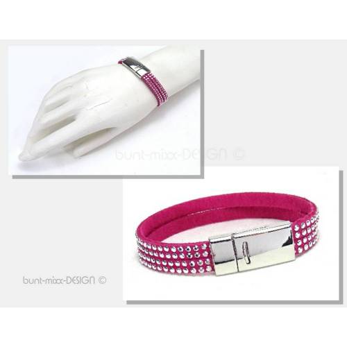 Armband pink mit Mini-Nieten, Magnetverschluß, 2-reihig Magnetschließe, by BuntMixxDESIGN