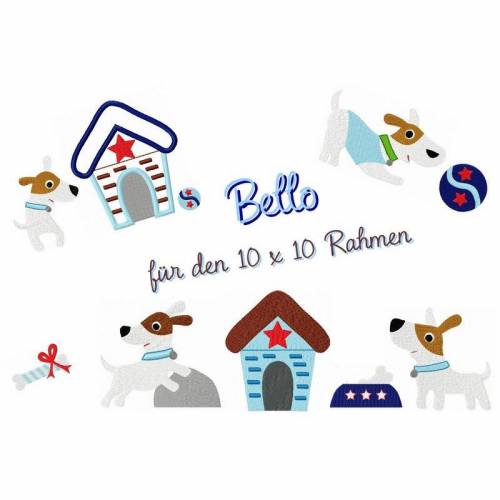 Stickdatei Hund, Bello 10 x 10cm