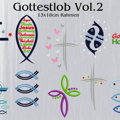 Stickdatei Gotteslob Symbole Vol.2  Rahmen 13x18cm