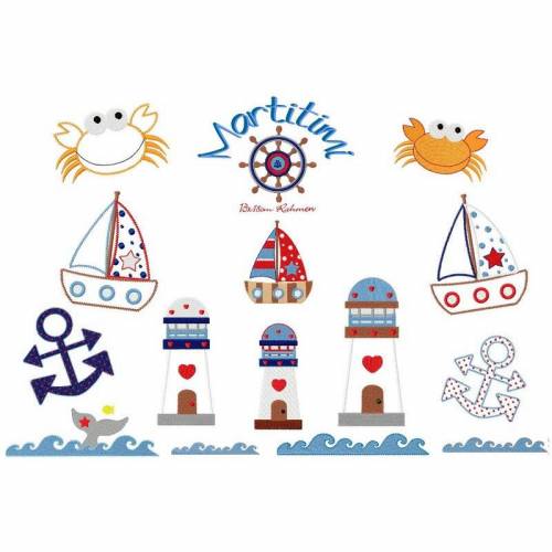digitale Datei,Stickdatei Maritimi 13x18 Rahmen