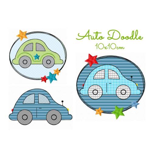 Stickdatei, digitale Stickdatei,Stickdateien Auto Doodle 10x10cm
