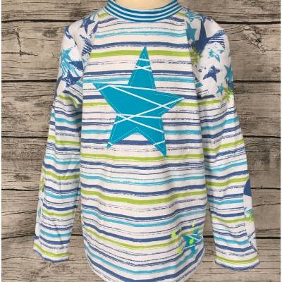 Tomboy Langarm- Shirt gr.134/140 Sterne weiß grün blau