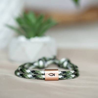 Armband personalisiert mit Gravur handgestempelt zur Taufe, Kommunion, Geburtstag, Schulanfang, Konfirmation, ichthys