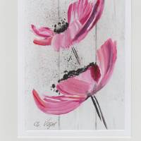 Grußkarte, , Blumengruß-  Mohnblüten, abstrakt-   handgemalt Bild 1