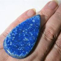 Ring Lapislazuli blau weiß handgefertigt mit 25 x 52 Millimeter großem schmalen Stein jeansblau zum Hippy look im boho c Bild 3