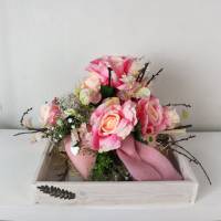 Tischgesteck, Tischdeko groß, weiß rosa edel romantisch Bild 2