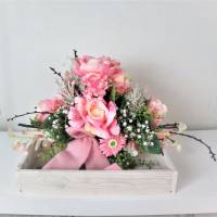Tischgesteck, Tischdeko groß, weiß rosa edel romantisch Bild 3