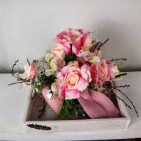 Tischgesteck, Tischdeko groß, weiß rosa edel romantisch Bild 5