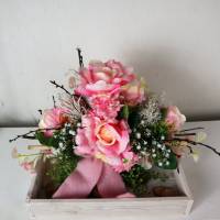Tischgesteck, Tischdeko groß, weiß rosa edel romantisch Bild 6