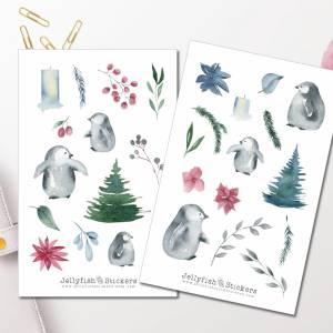 Pinguine Sticker Set | Journal Sticker | Planer Sticker | Aufkleber Bulletjournal | Sticker Winter, Tiere Sticker Sheet Bild 1