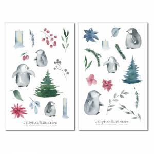 Pinguine Sticker Set | Journal Sticker | Planer Sticker | Aufkleber Bulletjournal | Sticker Winter, Tiere Sticker Sheet Bild 2