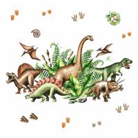 168 Wandtattoo Dinosaurier - T-Rex, Triceratops, Stegosaurus - in 6 Größen - schöne Kinderzimmer Sticker Bild 1