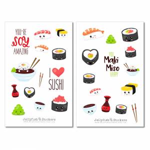 Niedliches Sushi Sticker Set | Aufkleber Bunt | Journal Sticker | Sticker Kawaii | Sticker Essen | Sticker Gesichter | S Bild 2