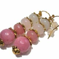 Ohrringe rosa ombre Achat und Rosenquarz handgemacht pastell sorbet goldfarben Bild 1