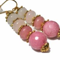 Ohrringe rosa ombre Achat und Rosenquarz handgemacht pastell sorbet goldfarben Bild 2