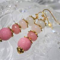 Ohrringe rosa ombre Achat und Rosenquarz handgemacht pastell sorbet goldfarben Bild 7