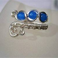 Ring mit Achat blau facettiert verstellbar silberfarben Paisley zum boho chic wirework Daumenring Bild 6