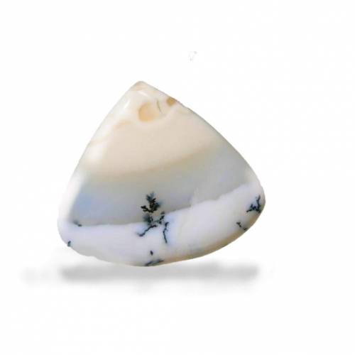 Ring grau creme weiß mit 32 x 26 Millimeter großem Stein Dendrit Dreieck zum boho chic als Geschenk Naturschmuck