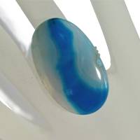Ring pastell türkis mit 41 x 27 Millimeter Achat Stein Designschmuck blau verstellbare Größe Geschenk für sie Bild 6