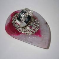 Ring pink rot grau mit sehr großem Achat großer freeform Stein Geschenk für sie statementschmuck Bild 6