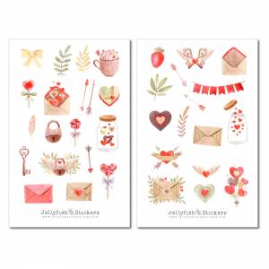 Valentinstag Sticker Set | Aufkleber Bullet Journal | Journal Sticker | Planer Sticker, Sticker Liebe, Sticker Herzen, S Bild 2