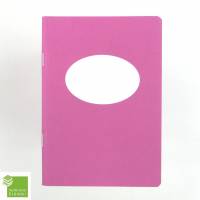 Notizheft eosin pink, Titelschild zum Selbstbeschriften, DIN A6, handgefertigt, Recyclingpapier Bild 1