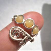 Ring mit Jade hellgrün im Spiralring handgewebt Paisley silberfarben boho chic wirework Daumenring Bild 4