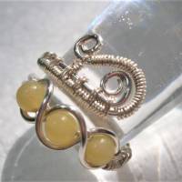 Ring mit Jade hellgrün im Spiralring handgewebt Paisley silberfarben boho chic wirework Daumenring Bild 6