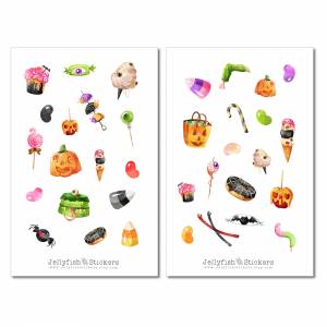 Halloween Süßigkeiten Sticker Set | Aufkleber | Journal Sticker | Planer Sticker | Sticker Kürbis, Spinne, Donut, Gebäck Bild 2