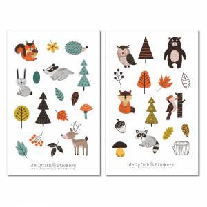 Skandinavische Waldtiere Sticker Set | Aufkleber Tiere | Journal Sticker | Wald Sticker | Planer Sticker, bullet journal Bild 2