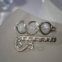 Ring mit Mondstein weiß im Spiralring Paisley silberfarben boho verstellbar Daumenring Bild 4