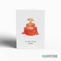 A6 Geburtstagskarte Ruhrpott | Torte aus Kohle rot orange | Allet Gute | Wunschname | Personalisiert Bild 1