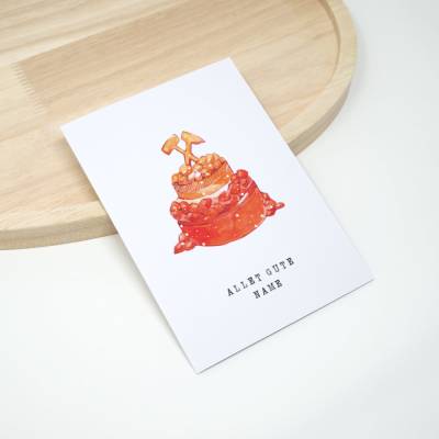 A6 Geburtstagskarte Ruhrpott | Torte aus Kohle rot orange | Allet Gute | Wunschname | Personalisiert