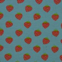 Jersey mit leckeren kleinen Erdbeeren rosa und hellblau 50 cm x 160 cm Swafing Bild 3