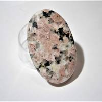 Ring rosa grau Jaspis schwarz als 42 x 27 mm großer Stein oval statementschmuck Geschenk für sie Bild 4