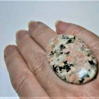 Ring rosa grau Jaspis schwarz als 42 x 27 mm großer Stein oval statementschmuck Geschenk für sie Bild 7