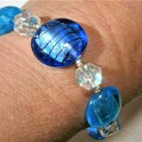 Armband blau türkis mit Lampworkperlen handgemacht zum hippy boho chic als Geschenk Bild 3