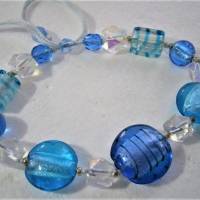 Armband blau türkis mit Lampworkperlen handgemacht zum hippy boho chic als Geschenk Bild 7